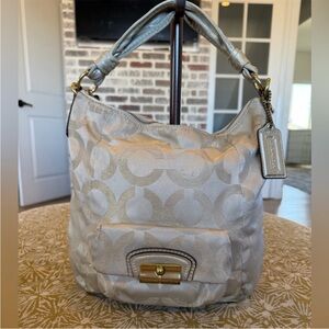 Coach Metallic Champagne Signature Hobo Bag